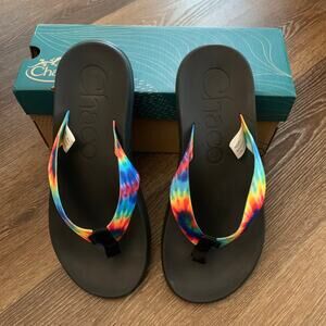 EUC Chaco Chillos Flip Flop Sandals Dark Tie Dye Black Men’s Size 10